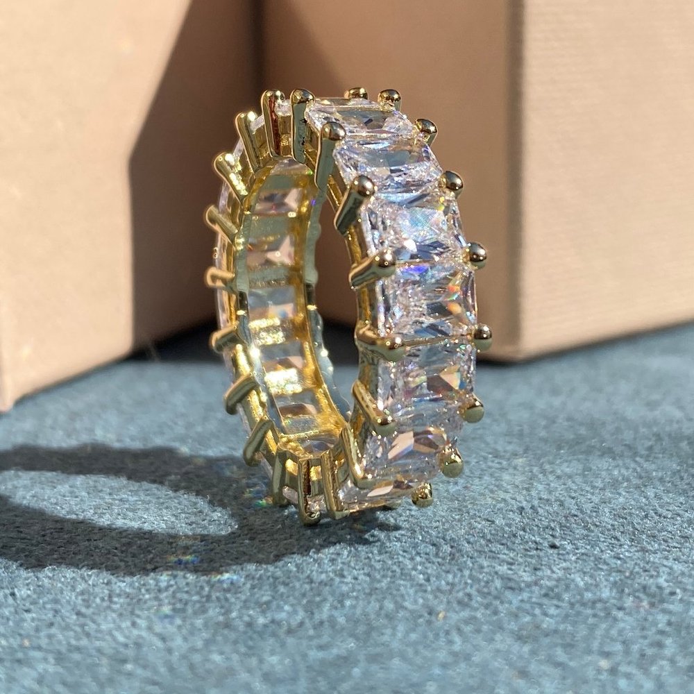 5mm Gold Eternity Engagement Band Tennis Ring S6